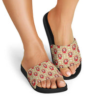 Japanese Daruma Doll Slide Sandals Palaka With Seamless Bamboo Pattern - Polynesian Pride