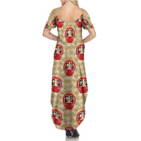 Japanese Daruma Doll Summer Maxi Dress Palaka With Seamless Bamboo Pattern LT14 - Polynesian Pride