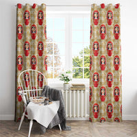 Japanese Daruma Doll Window Curtain Palaka With Seamless Bamboo Pattern - Polynesian Pride