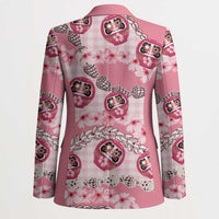 Japanese Daruma Doll Palaka Blazer Cherry Blossoms With Shell Lei - Polynesian Pride
