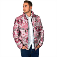 Japanese Daruma Doll Palaka Padded Jacket Cherry Blossoms With Shell Lei - Polynesian Pride