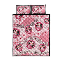Japanese Daruma Doll Palaka Quilt Bed Set Cherry Blossoms With Shell Lei LT14 - Polynesian Pride