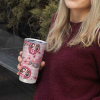 Japanese Daruma Doll Palaka Tumbler Cup Cherry Blossoms With Shell Lei LT14 - Polynesian Pride