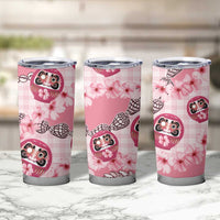 Japanese Daruma Doll Palaka Tumbler Cup Cherry Blossoms With Shell Lei LT14 - Polynesian Pride