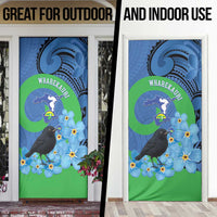 New Zealand Chatham Islands Door Cover Wharekauri Forget Me Not With Black Robin - Polynesian Pride
