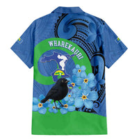 New Zealand Chatham Islands Family Matching Mermaid Dress and Hawaiian Shirt Wharekauri Forget Me Not With Black Robin
