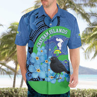 New Zealand Chatham Islands Hawaiian Shirt Wharekauri Forget Me Not With Black Robin
