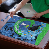 New Zealand Chatham Islands Puzzle Wharekauri Forget Me Not With Black Robin - Polynesian Pride