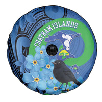 New Zealand Chatham Islands Spare Tire Cover Wharekauri Forget Me Not With Black Robin