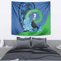 New Zealand Chatham Islands Tapestry Wharekauri Forget Me Not With Black Robin LT14 - Polynesian Pride