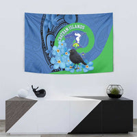 New Zealand Chatham Islands Tapestry Wharekauri Forget Me Not With Black Robin LT14 - Polynesian Pride