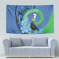 New Zealand Chatham Islands Tapestry Wharekauri Forget Me Not With Black Robin LT14 - Polynesian Pride