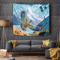 New Zealand South Island Tapestry Te Waipounamu Aoraki Kea Bird LT14 Blue - Polynesian Pride