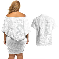 Polynesia Brain Cancer Awareness Couples Matching Off Shoulder Short Dress and Hawaiian Shirt In May We Wear Grey