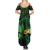 Polynesia Mental Health Awareness Family Matching Summer Maxi Dress and Hawaiian Shirt Green Ribbon Be Kind To Your Mind