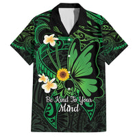 Polynesia Mental Health Awareness Family Matching Tank Maxi Dress and Hawaiian Shirt Green Ribbon Be Kind To Your Mind