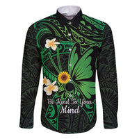 Polynesia Mental Health Awareness Family Matching Tank Maxi Dress and Hawaiian Shirt Green Ribbon Be Kind To Your Mind