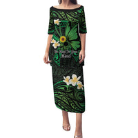 Polynesia Mental Health Awareness Puletasi Green Ribbon Be Kind To Your Mind LT14 Long Dress Green - Polynesian Pride