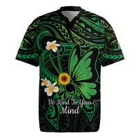 Polynesia Mental Health Awareness Rugby Jersey Green Ribbon Be Kind To Your Mind