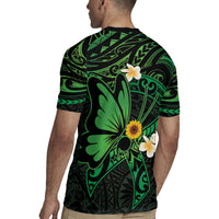 Polynesia Mental Health Awareness Rugby Jersey Green Ribbon Be Kind To Your Mind