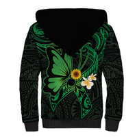 Polynesia Mental Health Awareness Sherpa Hoodie Green Ribbon Be Kind To Your Mind