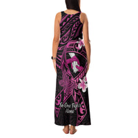 Polynesia Breast Cancer Awareness Family Matching Tank Maxi Dress and Hawaiian Shirt Pink Ribbon No One Fights Alone - Black