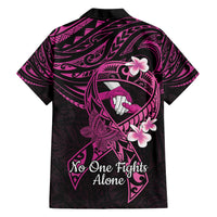 Polynesia Breast Cancer Awareness Hawaiian Shirt Pink Ribbon No One Fights Alone - Black LT14 - Polynesian Pride