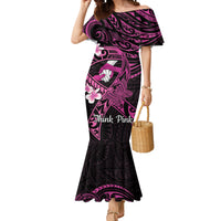 Polynesia Breast Cancer Awareness Mermaid Dress Pink Ribbon No One Fights Alone - Black LT14 Women Black - Polynesian Pride