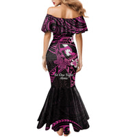 Polynesia Breast Cancer Awareness Mermaid Dress Pink Ribbon No One Fights Alone - Black LT14 - Polynesian Pride