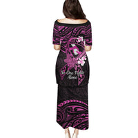 Polynesia Breast Cancer Awareness Puletasi Pink Ribbon No One Fights Alone - Black LT14 - Polynesian Pride