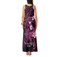 Polynesia Breast Cancer Awareness Tank Maxi Dress Pink Ribbon No One Fights Alone - Black LT14 - Polynesian Pride