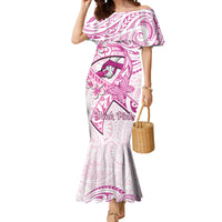 Polynesia Breast Cancer Awareness Mermaid Dress Pink Ribbon No One Fights Alone - White LT14 Women White - Polynesian Pride