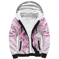Polynesia Breast Cancer Awareness Sherpa Hoodie Pink Ribbon No One Fights Alone - White LT14 Unisex White - Polynesian Pride