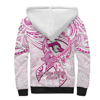 Polynesia Breast Cancer Awareness Sherpa Hoodie Pink Ribbon No One Fights Alone - White LT14 - Polynesian Pride