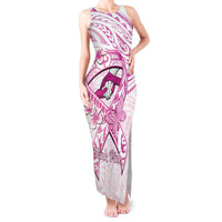 Polynesia Breast Cancer Awareness Tank Maxi Dress Pink Ribbon No One Fights Alone - White LT14 Women White - Polynesian Pride