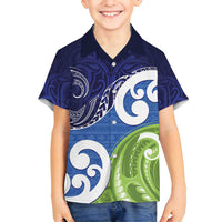 Southland New Zealand Family Matching Long Sleeve Bodycon Dress and Hawaiian Shirt Maori Koru Flag Color