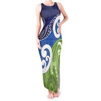 Southland New Zealand Tank Maxi Dress Maori Koru Flag Color