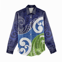 Southland New Zealand Women Casual Shirt Maori Koru Flag Color