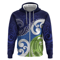 Southland New Zealand Zip Hoodie Maori Koru Flag Color