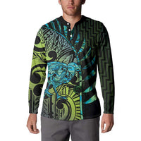 Southland Takehe Pounama Button Sweatshirt Aotearoa Poutama Paua Shell Fern