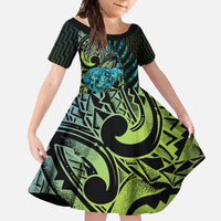 Southland Takehe Pounama Family Matching Off Shoulder Maxi Dress and Hawaiian Shirt Aotearoa Poutama Paua Shell Fern