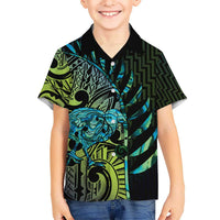 Southland Takehe Pounama Kid Hawaiian Shirt Aotearoa Poutama Paua Shell Fern