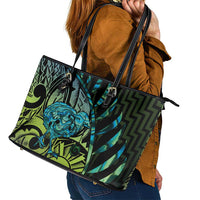 Southland Takehe Pounama Leather Tote Bag Aotearoa Poutama Paua Shell Fern
