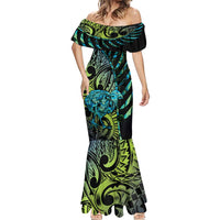 Southland Takehe Pounama Mermaid Dress Aotearoa Poutama Paua Shell Fern