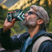 Paua Shell Taniko Pattern Aotearoa 4 in 1 Can Cooler Tumbler Niho Taniwha Mix Poutama