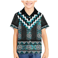 Paua Shell Taniko Pattern Aotearoa Family Matching Mermaid Dress and Hawaiian Shirt Niho Taniwha Mix Poutama