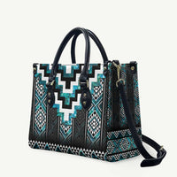 Paua Shell Taniko Pattern Aotearoa Leather Bag Niho Taniwha Mix Poutama LT14 Turquoise - Polynesian Pride