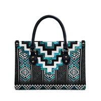 Paua Shell Taniko Pattern Aotearoa Leather Bag Niho Taniwha Mix Poutama LT14 - Polynesian Pride