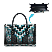 Paua Shell Taniko Pattern Aotearoa Leather Bag Niho Taniwha Mix Poutama LT14 - Polynesian Pride