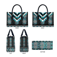 Paua Shell Taniko Pattern Aotearoa Leather Bag Niho Taniwha Mix Poutama LT14 - Polynesian Pride